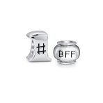 Set of 2 Winner First Place #1 & Best Friends Forever BFF Charm Bead Silver