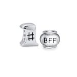 Set of 2 Winner First Place #1 & Best Friends Forever BFF Charm Bead Silver