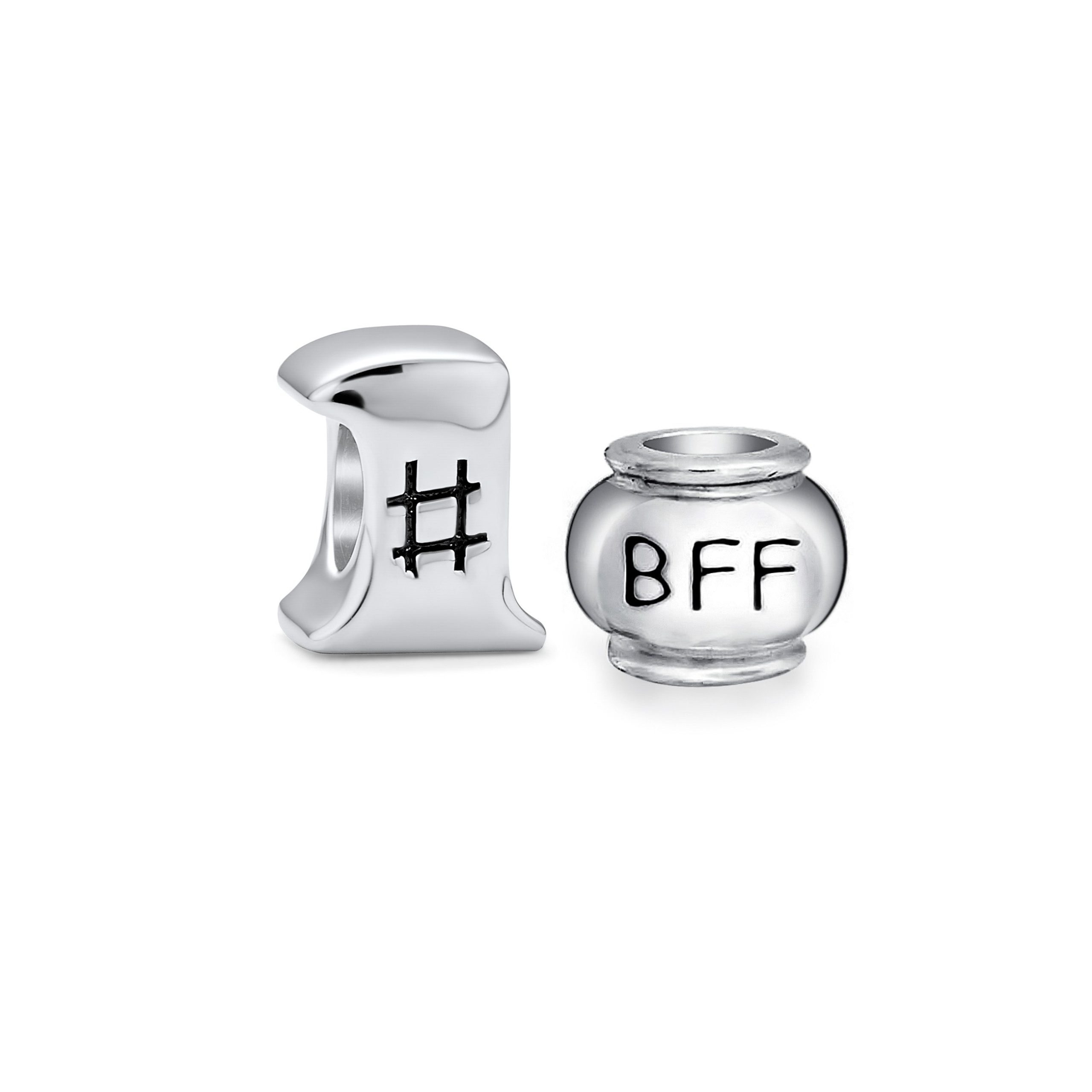 best-friends-charm-bead-pbx-df-sb-set-1130-az Set of 2 Winner First Place #1 & Best Friends Forever BFF Charm Bead Silver - Image 1