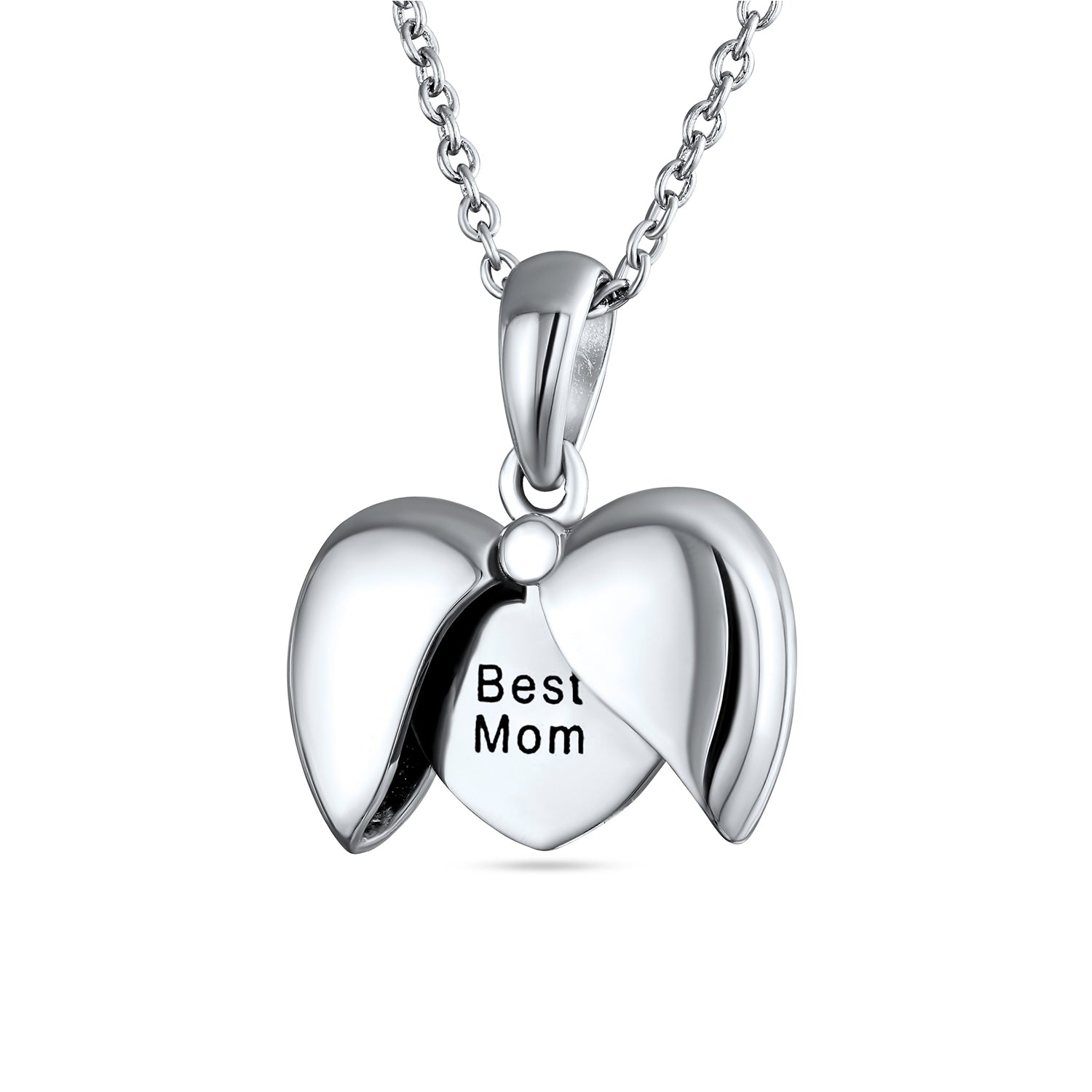 best-mom-heart-necklace-pendant-locket_byj-2182-2 BEST MOM Word Angel Wing Heart Locket Pendant Necklace .925 Sterling Silver - Image 1