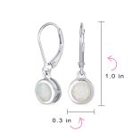 Dangle Gemstone Earrings Sterling Silver Opal Lever Back October Birthstone - Image 4
