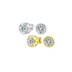 Set of 2 Martini Bezel Set CZ Stud Earrings Gold Plated Sterling Silver 5MM - Image 3