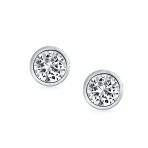 Set of 2 Martini Bezel Set CZ Stud Earrings Gold Plated Sterling Silver 5MM - Image 10