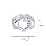 BFF Hand Sign Heart Symbol I Love You Charm Bead Silver - Image 3