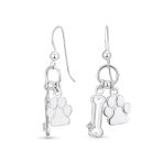 Best Friend Pet Lover Dangle Earrings Dog Bone Paw Print