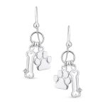 Best Friend Pet Lover Dangle Earrings Dog Bone Paw Print - Image 2