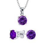 4CTW Round Yellow CZ Solitaire Stud Earrings & Pendant Necklace Set .925 Sterling Silver - Image 7