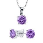 4CTW Round Yellow CZ Solitaire Stud Earrings & Pendant Necklace Set .925 Sterling Silver - Image 9