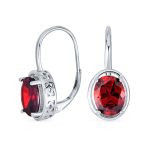 Vintage Oval CZ Drop Earrings Lever Back Sterling Silver