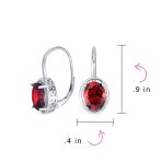Vintage Oval CZ Drop Earrings Lever Back Sterling Silver - Image 22