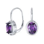 Vintage Oval CZ Drop Earrings Lever Back Sterling Silver - Image 2