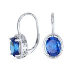 Vintage Oval CZ Drop Earrings Lever Back Sterling Silver - Image 7