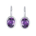 Vintage Oval CZ Drop Earrings Lever Back Sterling Silver - Image 9