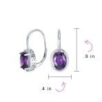 Vintage Oval CZ Drop Earrings Lever Back Sterling Silver - Image 23