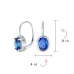 Vintage Oval CZ Drop Earrings Lever Back Sterling Silver - Image 28