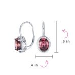 Vintage Oval CZ Drop Earrings Lever Back Sterling Silver - Image 24