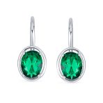 Vintage Oval CZ Drop Earrings Lever Back Sterling Silver - Image 11