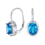 Vintage Oval CZ Drop Earrings Lever Back Sterling Silver - Image 5