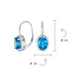 Vintage Oval CZ Drop Earrings Lever Back Sterling Silver - Image 26