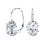 Vintage Oval CZ Drop Earrings Lever Back Sterling Silver - Image 6