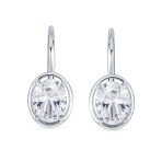 Vintage Oval CZ Drop Earrings Lever Back Sterling Silver - Image 13