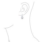 Vintage Oval CZ Drop Earrings Lever Back Sterling Silver - Image 20