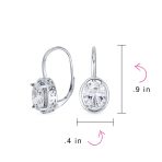 Vintage Oval CZ Drop Earrings Lever Back Sterling Silver - Image 27