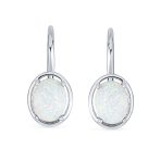 White Blue Purple Opal Dangle Gemstone Earrings Sterling Silver Vintage Style - Image 3