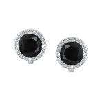 Traditional 2CT Round Black CZ Halo Clip-On Earrings Silver Plated 7MM - Image 5