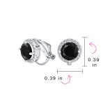 Traditional 2CT Round Black CZ Halo Clip-On Earrings Silver Plated 7MM - Image 13