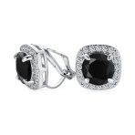 Traditional 2CT Round CZ Solitaire Halo Clip-On Earrings GoldSilver Non-Pierced