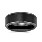 Beveled Edge Matte Silver Couples Wedding Band Titanium Ring 8MM Wide - Image 4