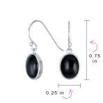 Green Jade Bezel Set Oval Cabochon Gemstone Drop Earrings Gold Plated 925 Silver - Image 11