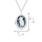 Vintage Style Cat Cameo Locket Necklace with Black Onyx Sterling Silver - Image 5