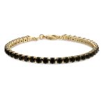 Classic 12CTW Prong Basket Set Solitaire Round Cubic Zirconia Cabochon CZ Tennis Bracelet Gold Plated 7.5 Inch