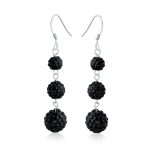 Multi Color Crystal Pave Disco Balls Dangle Earrings in Sterling Silver