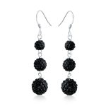 Multi Color Crystal Pave Disco Balls Dangle Earrings in Sterling Silver