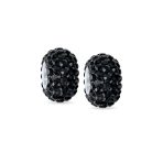 Set of 2 Solid Crystal Spacer Charm Bead Sterling Silver Core