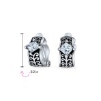 Set of 2 Black Clear Crystal Vines Scroll Half Hoop Clip-On Earrings Non-Pierced - Image 3