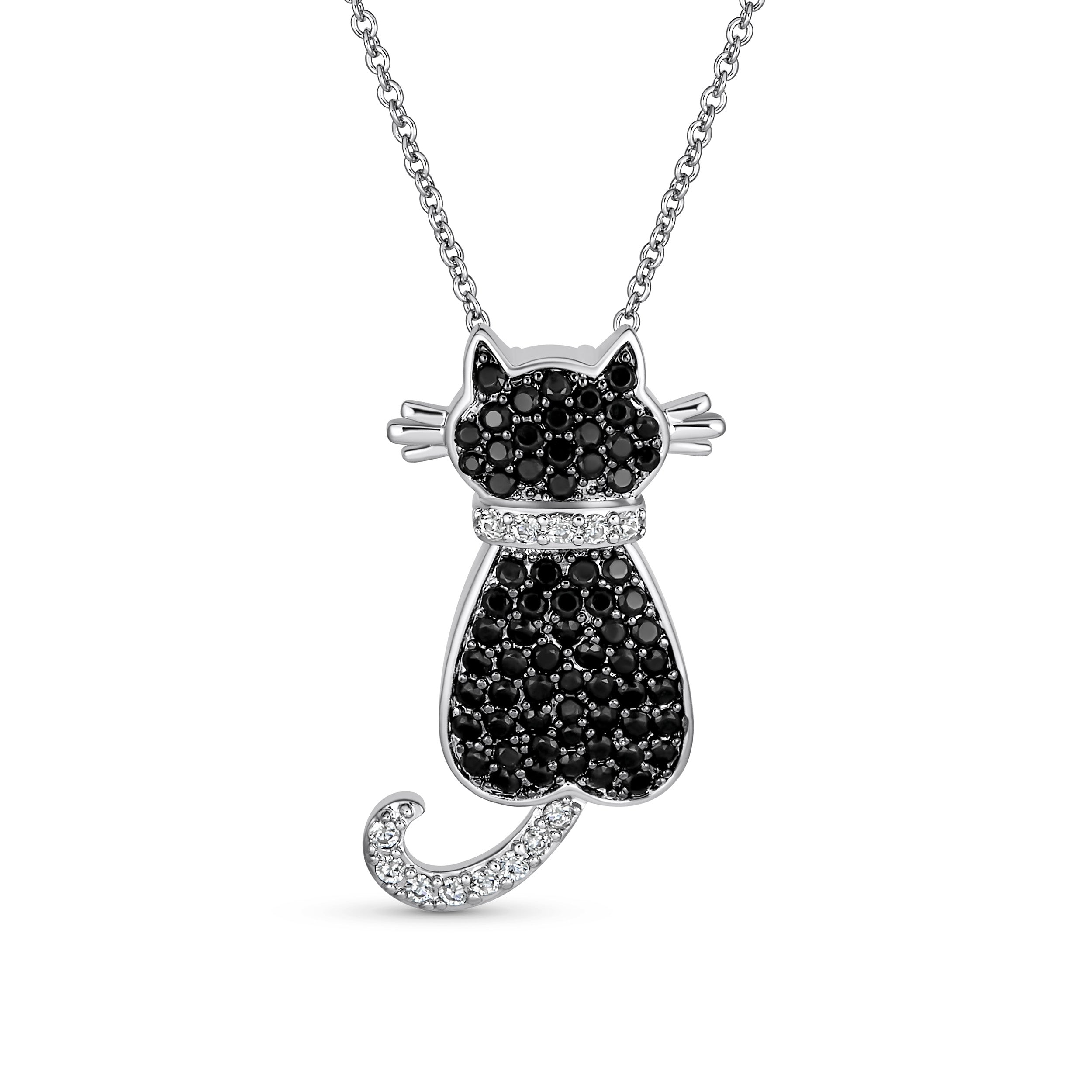 black-cz-cat-pendant-necklace_oa-71an026-pe_11 BFF Black Kitty Cat Pendant Necklace CZ Kitten Cat Lovers - Image 1