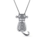 BFF Black Kitty Cat Pendant Necklace CZ Kitten Cat Lovers - Image 2