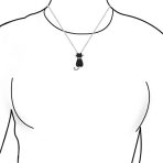 BFF Black Kitty Cat Pendant Necklace CZ Kitten Cat Lovers - Image 3