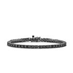 Bridal 10 CT CZ Round Solitaire Tennis Bracelet Black Silver