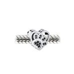 Black CZ Heart Paw Print Charm Bead for Pet Lovers - Image 3