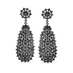 Fashion Statement Black Crystal Dangle Large Teardrop Chandelier Earrings - Image 2