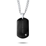 Medium Black Dog Tag Pendant Necklace for Men Stainless Steel 24" Chain - Image 8