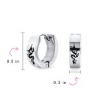 Laser Etched Dragon Mini Hoop Huggie Earrings Stainless Steel - Image 8