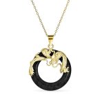 Asian Style Open Round Circle Disc Dragon Pendant Necklace - Image 2