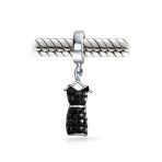 Fashion Crystal Black Dress Dangle Charm Bead Sterling Silver for Bracelet - Image 2