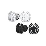 Set of 2 Black Widow Spider Ear Plug Illusion Stud Earrings Surgical Steel 16G